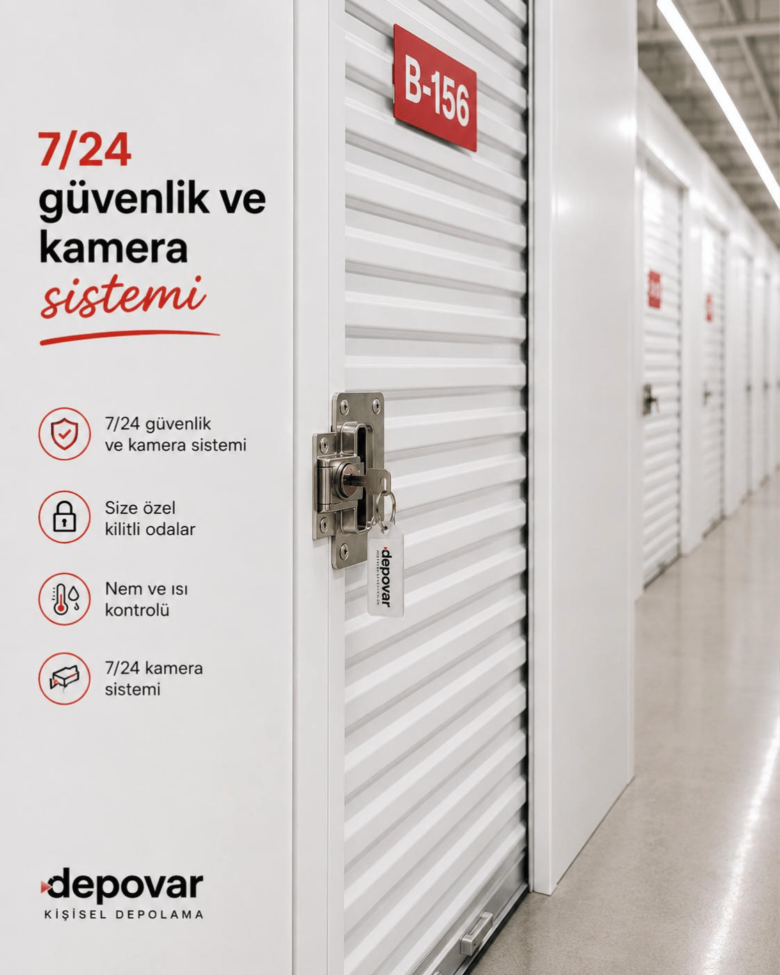 Kişisel kilitli kiralık oda depo üniteleri Depovar